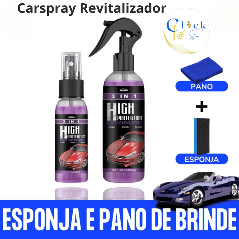 Revitalizador Automotivo Carspray  3 em 1 - Ganhe 2 Brindes