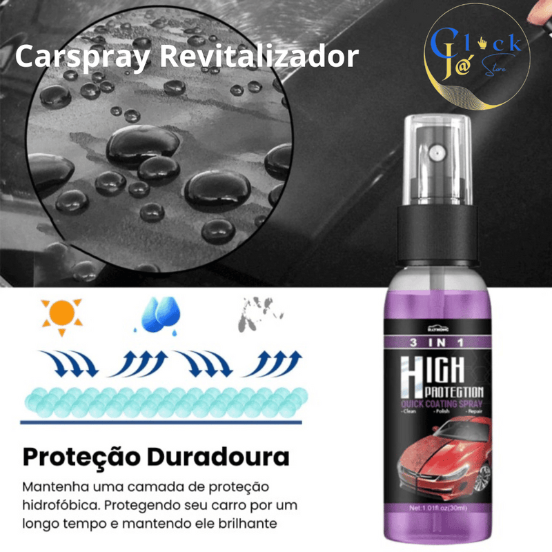 Revitalizador Automotivo Carspray  3 em 1 - Ganhe 2 Brindes