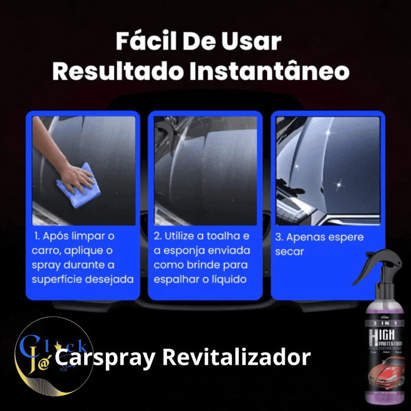 Revitalizador Automotivo Carspray  3 em 1 - Ganhe 2 Brindes