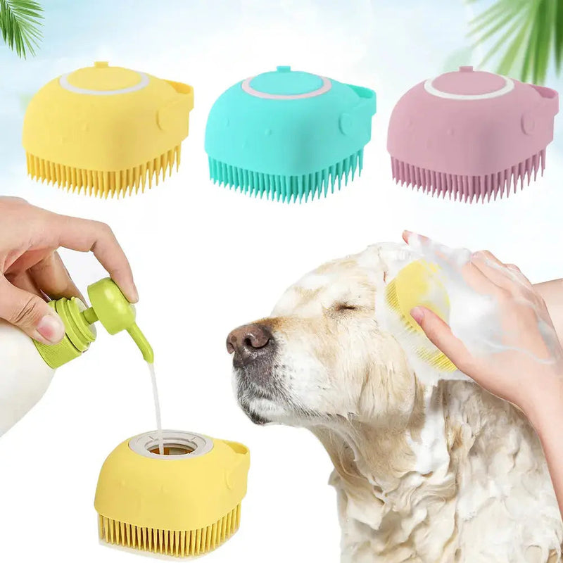 Escova Massageadora Pet Relaxado -  Dispenser de Shampoo